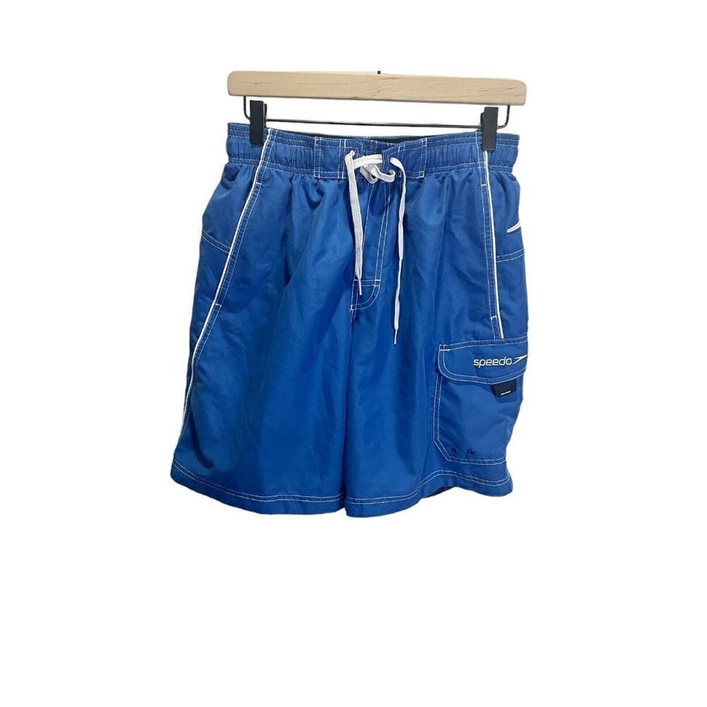 Speedo Envoltura Cargo Board Shorts Mesh Lined S Blue Swim Trunks Pockets